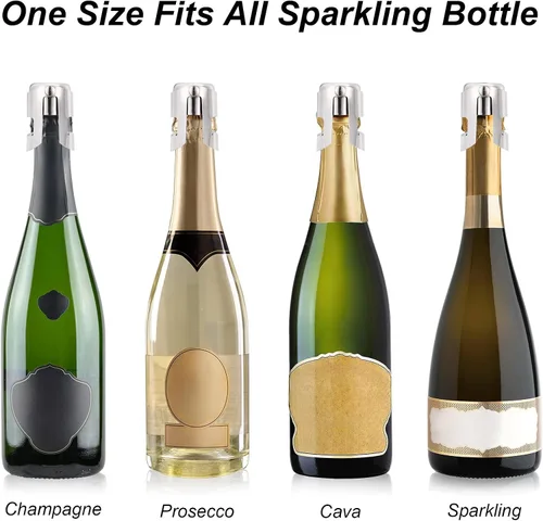Miniatura 4 de OWO Tapones para botellas de champán de acero inoxidable, corcho de champán reutilizable y tapón ahorrador, Prosecco a prueba de fugas y tapón