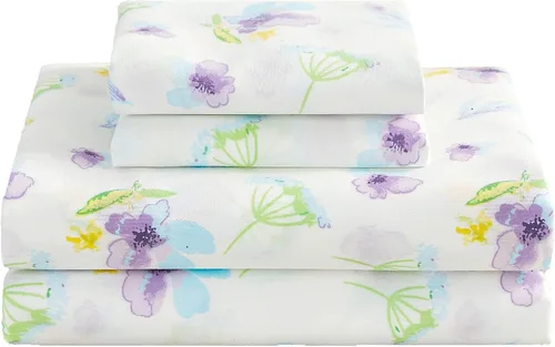 Miniatura 28 de Softan Sábanas de flores naranjas para cama de tamaño King, sábanas estampadas con estampado floral – Sábanas bajeras de microfibra suave
