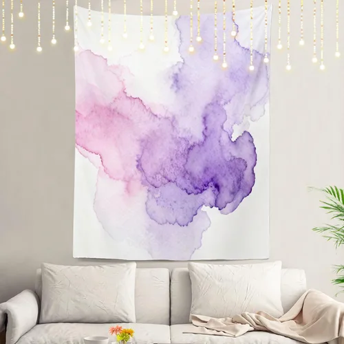 Miniatura 24 de Shrahala Tapiz de pared azul brillante, acuarela azul degradado para colgar en la pared, tapiz grande decorativo de fibra de poliéster, dobladillo