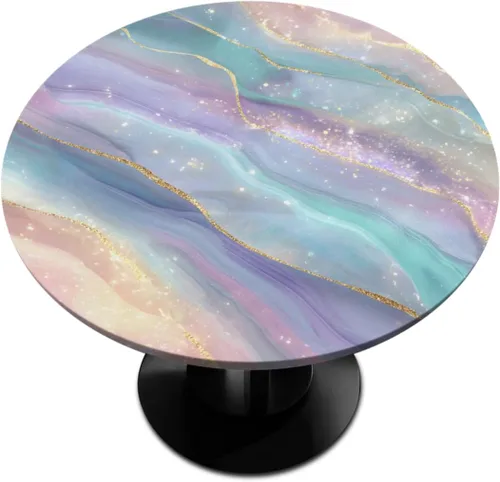 Miniatura 35 de Mantel redondo ajustable de playa de madera de verano con diseño de estrella de mar y borde elástico (se adapta a mesas de 40 a 44 pulgadas)