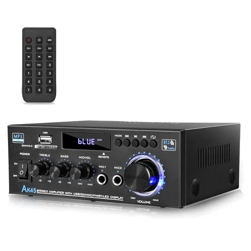 Daakro AK45 Amplificador estéreo receptor Bluetooth 5.0 amplificador de potencia 2 canales 300W amplificador de audio para el hogar con USB/tarjeta