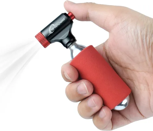 Miniatura 7 de CO2 Bike Tire Inflator - Push-Button Presta & Schrader Compatible CO2 Bike Pump or 12X 16g Threaded CO2 Cartridges for Road Bikes, MTB, Hybrid Bikes