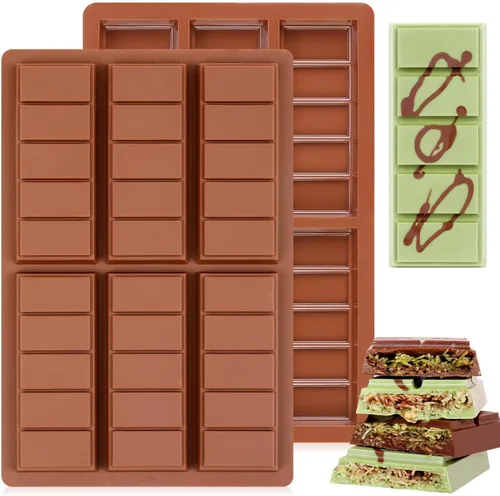 Miniatura 14 de Molde de barra de chocolate – Moldes antiadherentes para chocolate, molde profundo de silicona de grado alimenticio para pistacho de Dubai, dulces