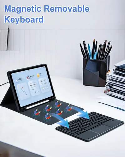 Miniatura 7 de MePadKey Funda de teclado con panel táctil para Samsung Galaxy Tab A11 Plus/A9 Plus 2025/2023 de 11 pulgadas, retroiluminación de 7 colores, teclado