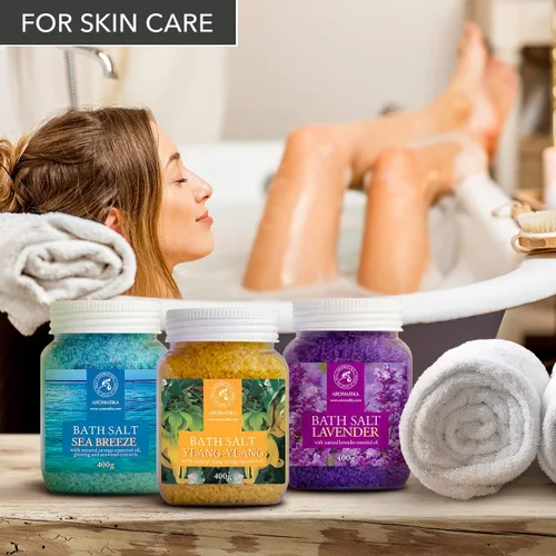 Miniatura 5 de Juego de sales de baño de 42 onzas - Lavanda - brisa marina - Ylang-Ylang - Aceite esencial 100% natural - Lo mejor para un buen sueño - Alivio