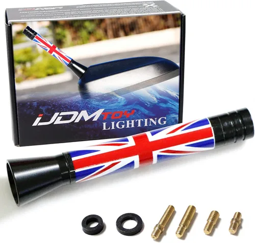 Miniatura 7 de iJDMTOY Antena corta a cuadros de 3 pulgadas con tema de tablero de ajedrez blanco/negro compatible con Mini Cooper (todos los modelos) y más otros
