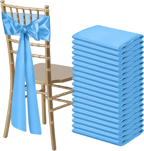 Miniatura 35 de 10 PCS Lazos de Satén Azul Bebé para Sillas Bandas Universales Cintas para Sillas Lazos Traseros para Bodas Fiestas Recepciones Eventos Banquetes