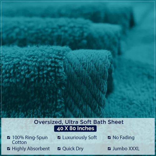 Miniatura 7 de DAN RIVER Paquete de 1 toalla de baño jumbo de 40 x 80 pulgadas, toallas de gran tamaño para adultos, súper suaves y de secado rápido, color verde
