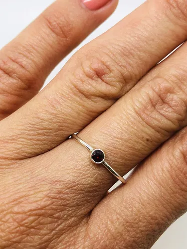 Miniatura 3 de Anillo redondo de amatista delicado plata de ley 925 Vintage Boho Chic