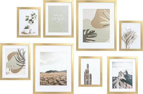 Miniatura 13 de ArtbyHannah Juego de marcos de pared para galería, marcos de fotos color beige, collage de decoración de pared con arte neutro para sala de estar