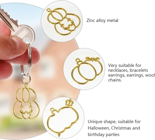 Miniatura 4 de Dije de calabaza con biseles abiertos para hacer joyas de resina, bricolaje, marco de resina UV, dijes para Halloween, Navidad, manualidades, 1.57 x