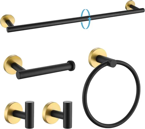 Miniatura 26 de TURS Juego de accesorios de baño de acero cepillado de 5 piezas, juego de barra de toalla de baño de acero inoxidable SUS304, kit de accesorios