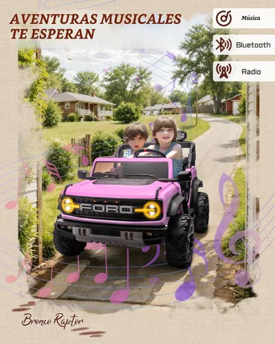 Miniatura 6 de First Ride On 24V juguetes de paseo para niños grandes, vehículos de paseo con licencia Ford Bronco Raptor de 2 plazas con control remoto, camión