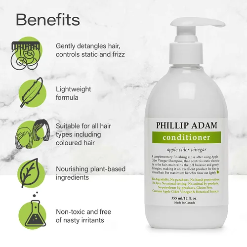 Miniatura 5 de Phillip Adam Acondicionador de vinagre de sidra de manzana para cabello brillante, sin conservantes duros, para todo tipo de cabello, 12 onzas