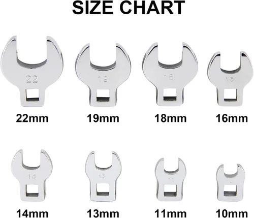 Miniatura 3 de MacWork Juego de 8 llaves métricas de 3/8 pulgadas, ideal para espacios reducidos, kit de 8 piezas con organizador de clip