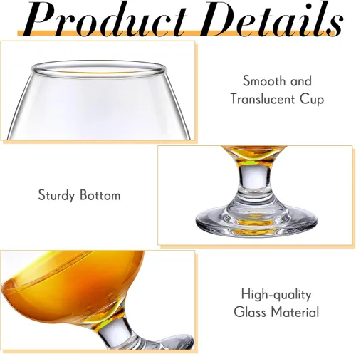 Miniatura 3 de Qunclay 24 Piezas Vasos de Chupito Lindos Copas Snifter de Coñac Pequeñas Copas Snifter de Brandy para Degustar Brandy Bebiendo Copas de Oporto