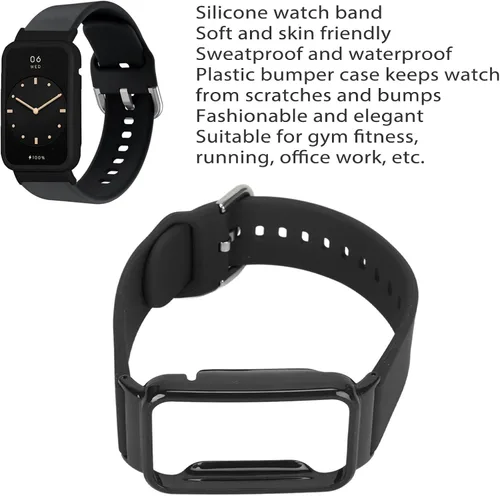 Miniatura 2 de Correa de reloj de silicona 2 en 1 con funda protectora para Mi Band 7 Pro, ajuste ajustable, material suave y agradable a la piel, fácil