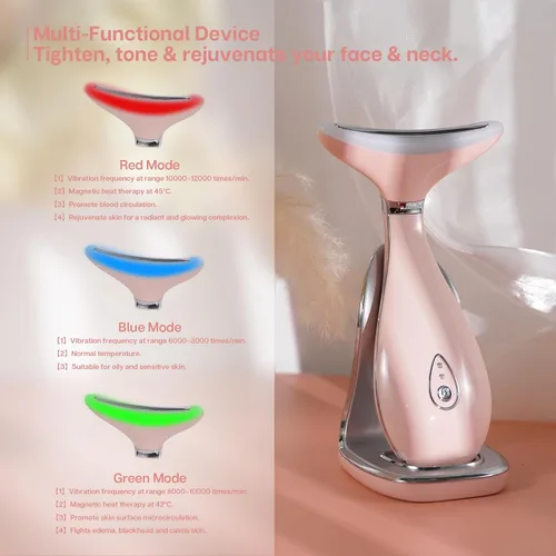 Miniatura 3 de VRAIKO Lily - Masajeador facial de cuello, masajeador de belleza para rejuvenecimiento de la piel, herramienta de spa facial 3 en 1, levantamiento