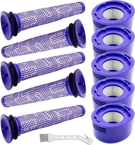 Paquete de 10 filtros de vacío de repuesto compatibles con aspiradoras inalámbricas Dyson V7, V8, 5 prefiltros, 5 filtros posteriores