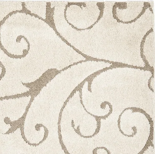 Miniatura 7 de SAFAVIEH - Alfombra de la colección Florida Shag - 4 pies cuadrados, color crema y beige, diseño de scroll, no pierde pelo y fácil de limpiar, pelo