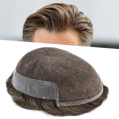 Miniatura 43 de Tupé para hombre, cabello humano real, suave encaje suizo frontal, tupé para hombres, sistema de cabello, extensiones capilar para hombre