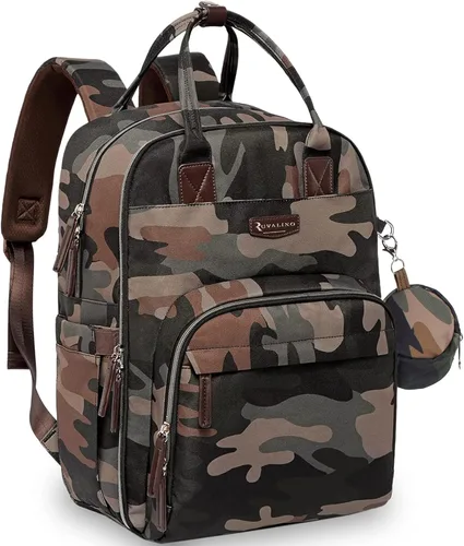 Miniatura 12 de RUVALINO Mochila para pañales, mochila de viaje multifunción, bolsa de maternidad para bebé, gran capacidad, impermeable y elegante, gris hierro