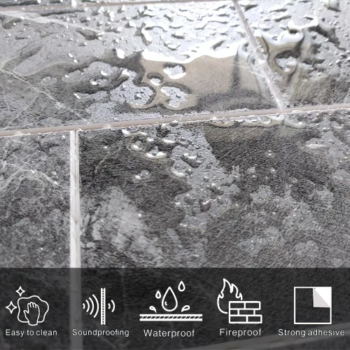 Miniatura 3 de COLAMO Azulejos de Metro Grandes de Lujo de 5 Hojas Gris Oscuro para Despegar y Pegar, Azulejos de Piedra Sintética Imitación Mármol