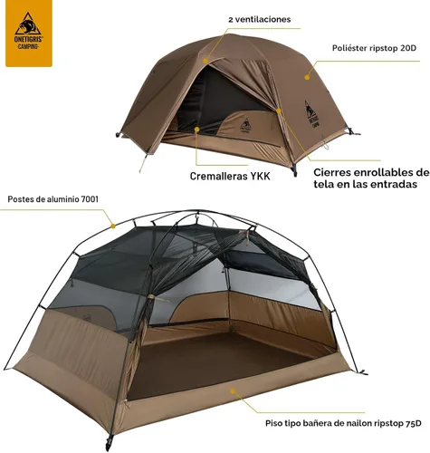 Miniatura 4 de OneTigris COSMITTO Refugio Tienda de Campaña para Mochileros para 2 Personas - Independiente Ligera Impermeable 3 Temporadas Tienda de Acampar
