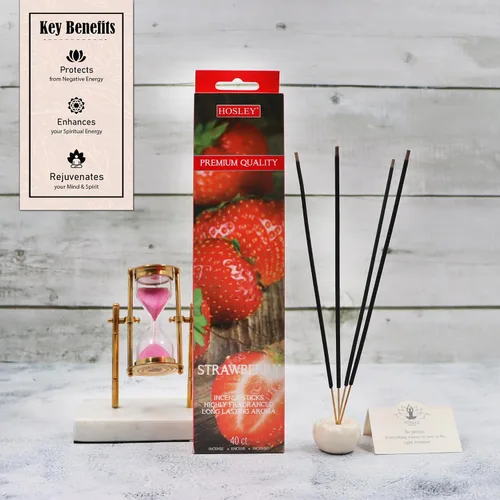 Miniatura 3 de Hosley Paquete de 120 varillas de incienso + paquete de 120 unidades (total 240) – Fresa – Paquete a granel perfecto para el hogar, meditación