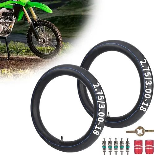 RUTU Tubos interiores 2.75/3.00-18 con vástago de válvula recto TR4 para motocicleta todoterreno/dirt bike 80/90-18 80/100-18 90/90-18 - Paquete de 2