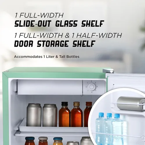 Miniatura 3 de ICEBOX Refrigerador compacto de 1.7 pies cúbicos, refrigerador pequeño certificado ENERGY STAR, mini refrigerador de una sola puerta con Verde menta