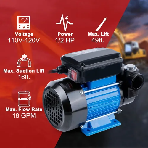 Miniatura 2 de Bomba de transferencia de aceite TIGEROAR 110V Bomba eléctrica de transferencia de combustible 18 GPM, bomba de transferencia diesel, biodiesel