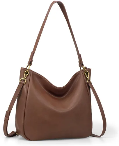 befen Bolsos cruzados de cuero genuino para mujer, bolsos de cuero vintage, bolsos suaves de hombro con 2 correas desmontables