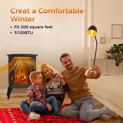 Miniatura 6 de Estufa de chimenea eléctrica, 1500W, calentamiento rápido, calentador de chimenea infrarrojo X con control remoto, temporizador de 8H, estufa
