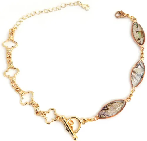 Miniatura 2 de Pulsera de cadena de eslabones cubanos chapada en oro de 18 quilates, delicada cadena de eslabones de clip plano, pulsera ajustable de concha