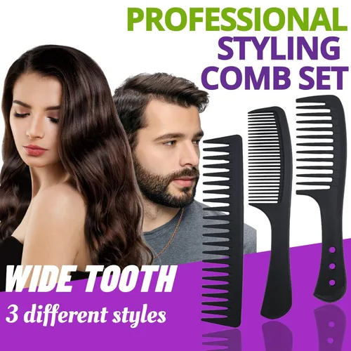 Miniatura 2 de Juego de 6 peines de dientes anchos grandes para desenredar el cabello, peine profesional de fibra de carbono para mujeres y hombres, cabello largo