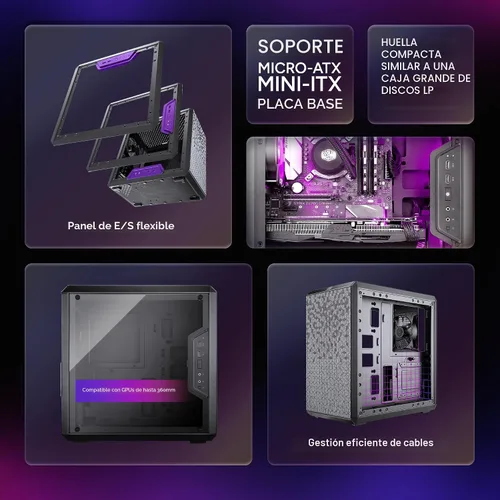 Miniatura 2 de Cooler Master MasterBox Q300L Torre Micro-ATX con filtro de polvo de diseño magnético, panel lateral acrílico transparente, E/S ajustable y flujo