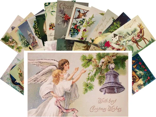 Miniatura 9 de PIXILUV Tarjetas de felicitación de Navidad vintage 24pcs Encantadora Navidad Niños Reimpresión antigua Postal Set