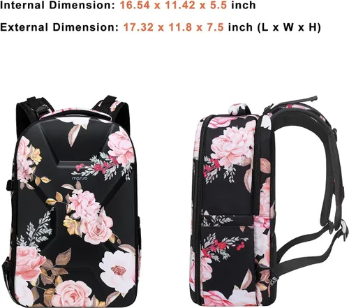 Miniatura 8 de MOSISO Mochila para cámara, bolsa para cámara DSLR/SLR/sin espejo de fotografía Peonía, funda rígida impermeable con soporte para trípode