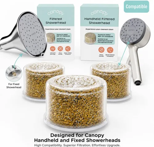 Miniatura 3 de Filtro de repuesto de agua para cabezal de ducha filtrado, compatible con cabezal de ducha filtrado CANOPY para eliminar el cloro y sustancias