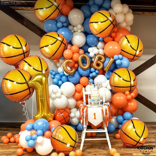 Miniatura 4 de KatchOn, Globos de baloncesto grandes de papel de aluminio color naranja, 18 pulgadas, paquete de 10 unidades, decoraciones de baloncesto