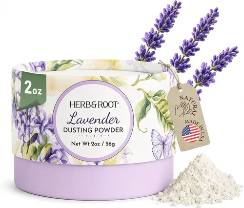 Miniatura 11 de Herb & Root Polvos corporales para espolvorear sin talco. Rosa, vainilla, sándalo, lavanda, jazmín y sets de regalo (tamaño completo, rosa)