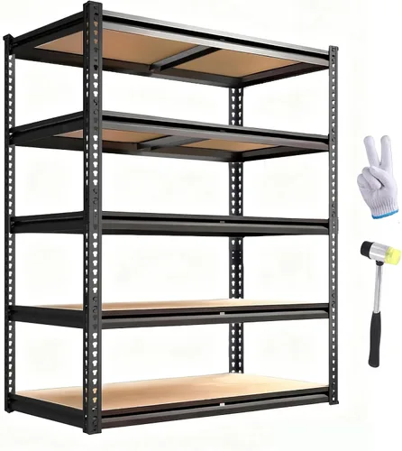 Miniatura 10 de Estantería de garaje, estantes de almacenamiento de metal de 2400 libras, estante resistente de 12 x 28 x 60 pulgadas, estante ajustable, estantes