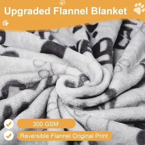 Miniatura 3 de Manta Suave para Perros para Perros Grandes - Manta Mullida para Mascotas para Gatos y Cachorros, Manta Reversible con Diseño de Huellas de Pata gris