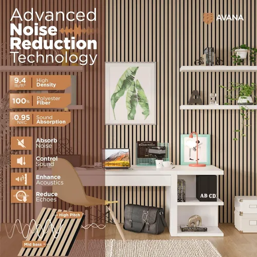 Miniatura 5 de Avana Paneles de pared de madera acústica – Paneles de 93.2 x 11.25 pulgadas – Se adapta a diseños de 94 x 12 pulgadas – Paneles acústicos de roble