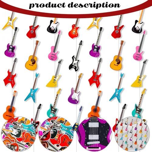 Miniatura 2 de 8 guirnaldas colgantes de guitarra para guitarra, decoración de fiesta de cumpleaños, guitarra, música, techo, decoración de pared para habitación
