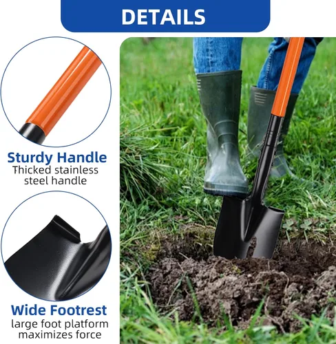 Miniatura 3 de Pala Pequeña para Cavar con Mango de Metal, Pala de Jardín de 111 cm de Resistencia, Ideal para Jardinería, Escarbado, Plantación, Acampada