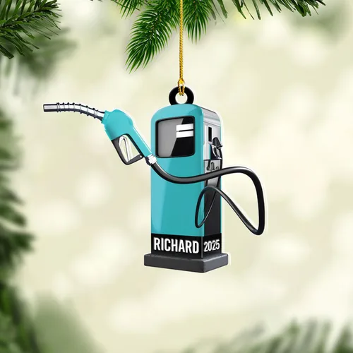 Miniatura 5 de Adorno de Navidad personalizado con bomba de gas, decoración retro personalizada para árbol de vacaciones, recuerdo único para trabajadores