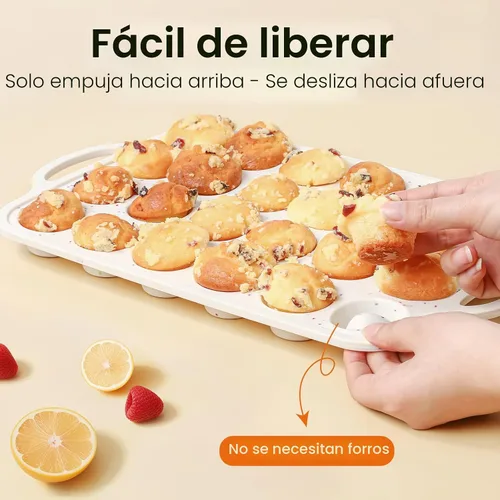 Miniatura 5 de Moldes de silicona para magdalenas con marco reforzado de metal - 24 tazas, moldes de silicona duraderos para magdalenas, cupcakes, libres de BPA