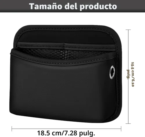 Miniatura 4 de JEYODA Bolsillo de almacenamiento lateral para asiento de auto, organizador pequeño, bolsa organizadora lateral de consola de cuero sintético
